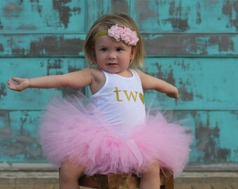 Girl 2nd Birthday Outfit...2nd Birthday Outfit Girl...Second Birthday Tutu Outfit...Pink and Gold Birthday...Pink and Gold 2nd Birthday Tutu
