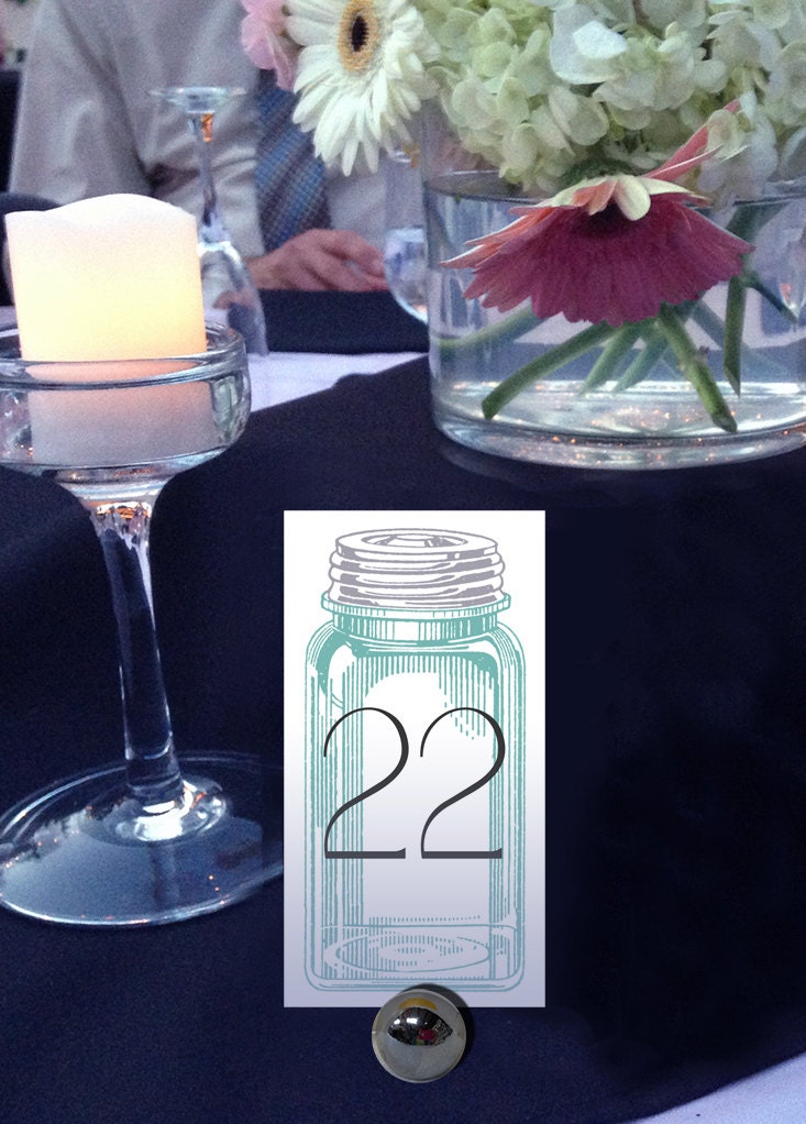 Mason Jar Table Number Rustic Table Number by PaperHabitStudio