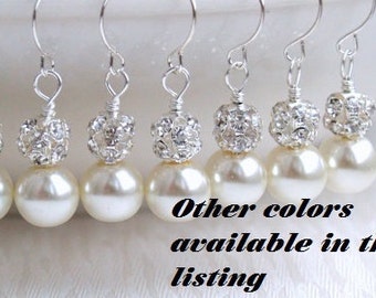 Ivory Bridesmaid Jewelry Gift Earrings, Ivory Swarovski Pearl Bridesmaid Earrings, Bridesmaid Gift, Bridesmaid Jewelry, Wedding Party