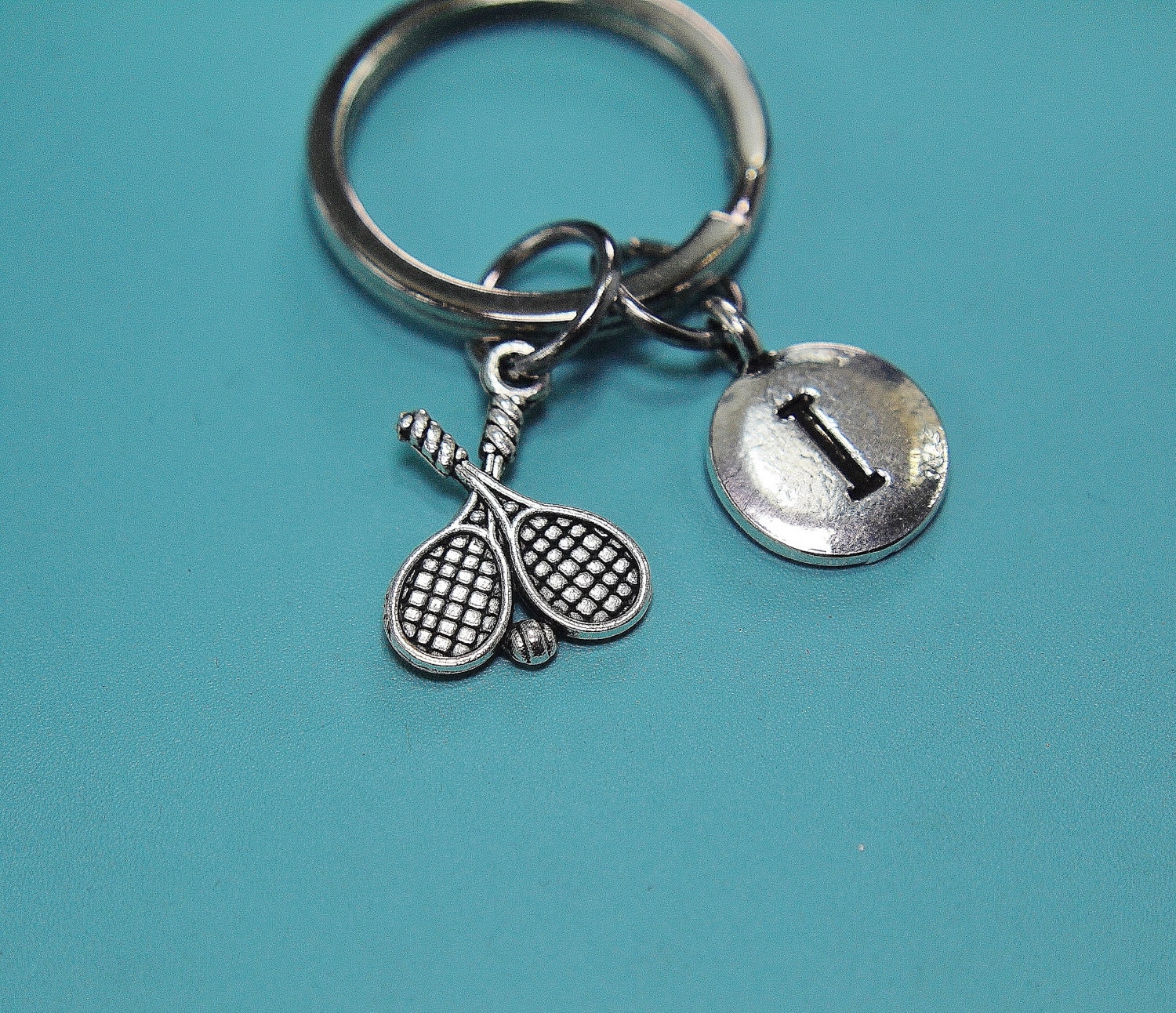 tennis keychain tennis key ring tennis gift by MiniaturebyNan