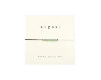 August Birthstone Bracelet, Birthstone Jewelry, Peridot, Silk Bracelet, Dainty Adjustable Bracelet, August Birthday Jewelry, Birthday Gift