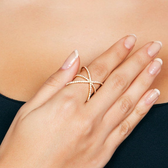 Criss Cross Ring X Ring 925K Silver with by ChillsJewellery