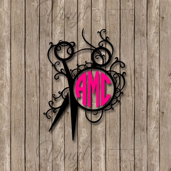 Download Fancy Scissors Beautician Stylist Monogram Decal