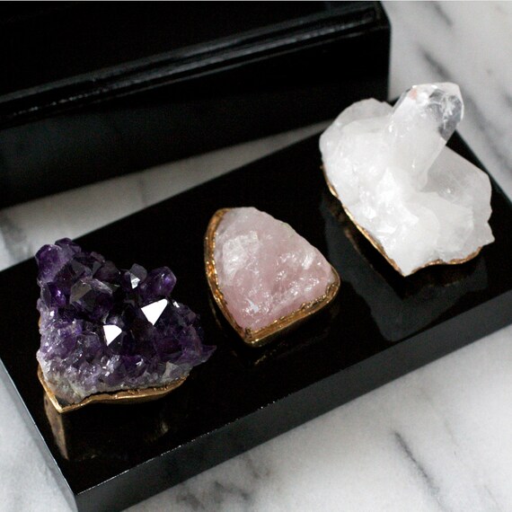 raw stone / amethyst box / rose quartz box / raw by