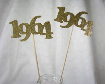 Anniversary Centerpieces, Custom Numbers, Year, Vase Picks, Party Decorations, 50th, 25th, High School, College, Graduation, Jubliee - 6