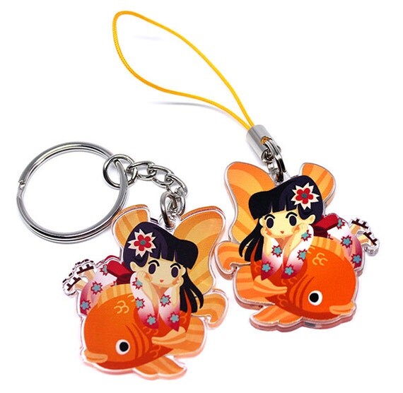 Cute Kimono Keychain cute japanese girl hanami sakura