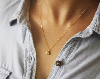 CZ Star Necklace on a Gold or Silver Chain / Star Necklace / Tiny Star Necklace