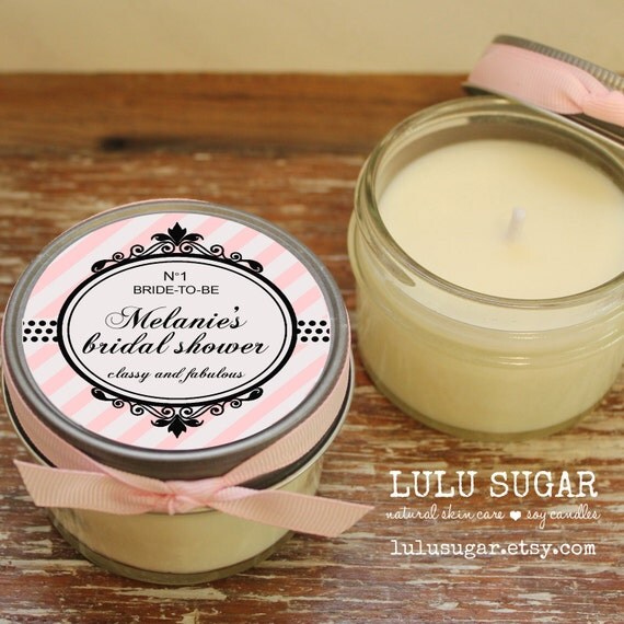 Set of 12 4 oz Soy Candle Bridal Shower Favors Designer