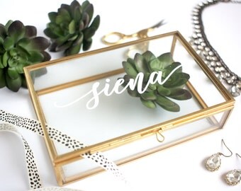 Personalized Glass Box Personalized Jewelry Box / Bridesmaid Gift / Personalized Gift / Maid of Honor / jewelry storage/ Birthday