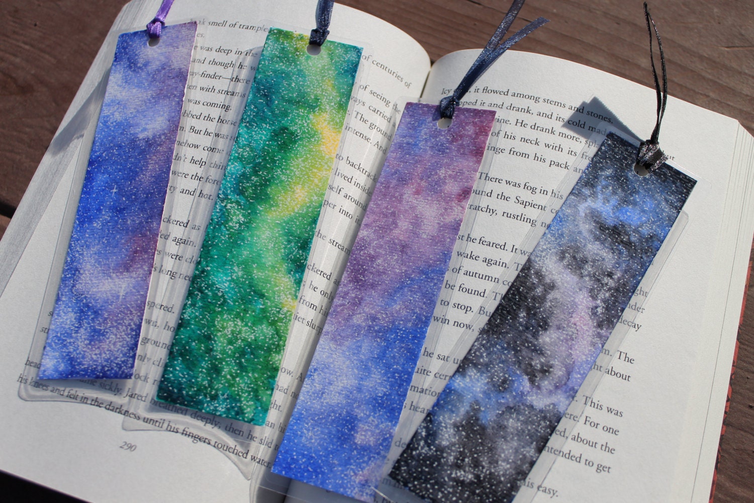 watercolor galaxy bookmarks laminated original space