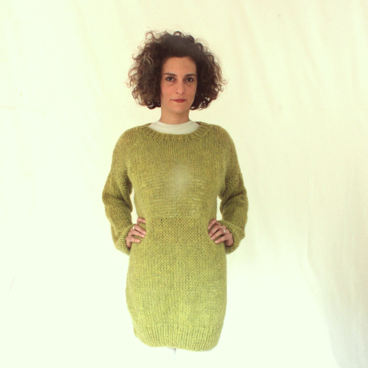 QUILLA sweater dress avocado green