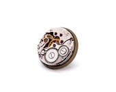 Steampunk Tie Tack / Lapel Badge / Tie Pin / Brooch. Vintage Watch Movement Bronze Pin Badge. Wedding Accessory.