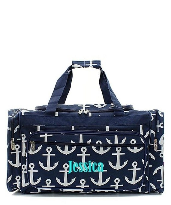 Personalized Duffle Gym Bag Anchor Navy Blue 23 Luggage