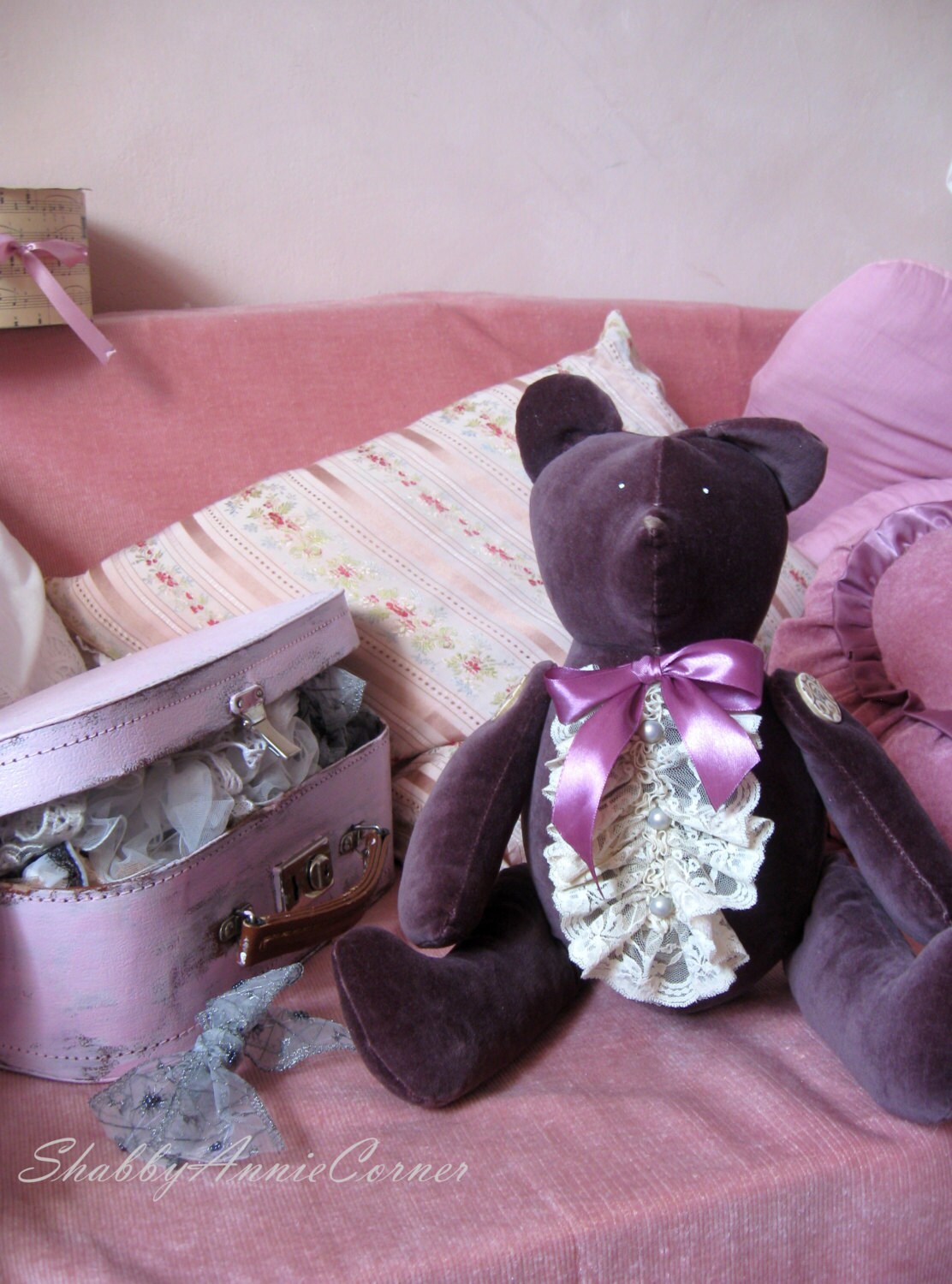 velvet bear vintage style toys shabby chic decor stuffed bear velvet bear vintage style toys shabby chic decor stuffed bear