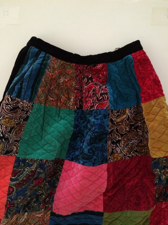 Patchwork Velvet Skirt Stunning Quilted Patchwork Rich