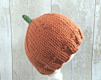 Newborn Pumpkin Hat, Baby Pumpkin Hat, Infant Pumpkin Costume, Halloween Costume Baby, October Pregnancy Announcement, Fall Baby Hats