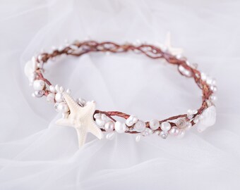 seashell crown, starfish crown, starfish halo, mermaid crown, seashell halo, beach wedding crown, starfish headpiece - SEA MIST