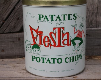 Patates Fiesta One Pound Potato Chip Tin from Montreal, Canada