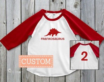 Personalized dinosaur birthday shirt, Personalized Dinosaur Raglan Shirt, Second Birthday Outfit, 2nd Birthday Shirt, Toddler Shirt
