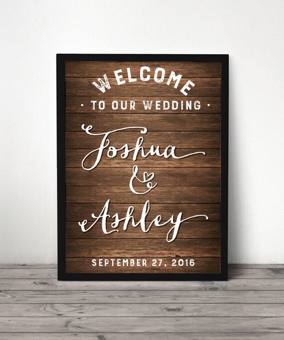 Custom Rustic Wood Background Welcome Sign Wedding Welcome