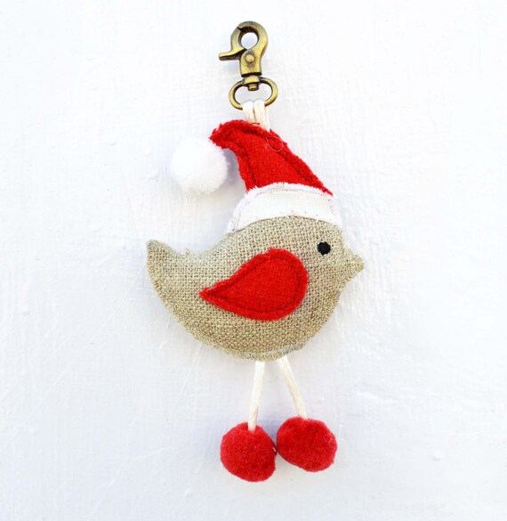 Christmas ornament bird with cap handmade tassel holiday