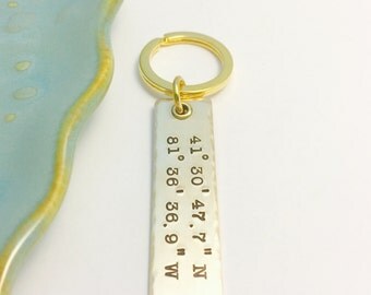 Bronze Anniversary Key Chain ~ Custom Coordinates ~ Longitude ~ Latitude ~ GPS ~ Keychain ~ Wanderlust ~ Adventure Awaits ~ Wander ~ 8 Year