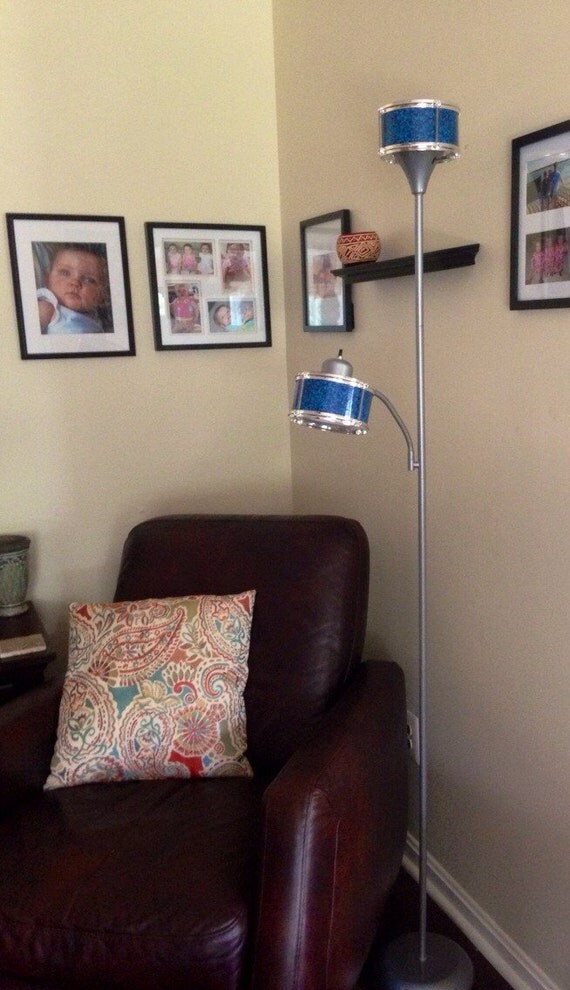Repurposed drum floor lamp