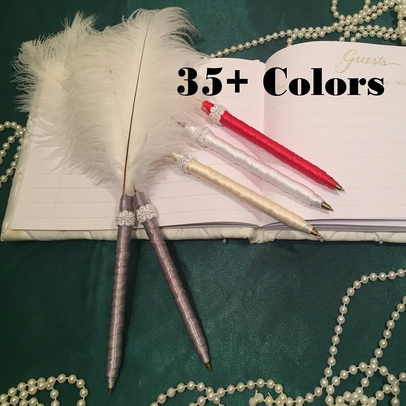 WHITE FEATHER PEN Wedding Guest Book/GuestBook Pen Custom Pen