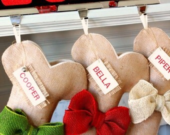 Christmas Stocking, Unique Burlap Christmas Stocking, Christmas Gifts, Pet Gifts, Handmade with Love!