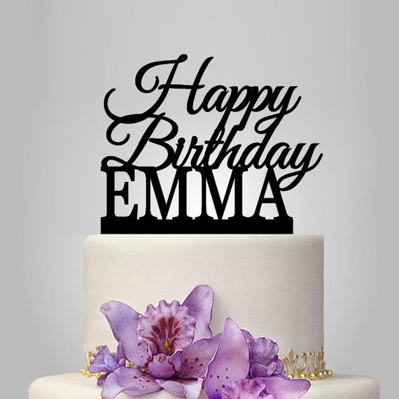 Custom Name Happy Birthday Cake Topper personalized by walldecal76