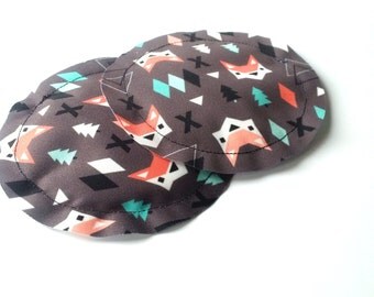 Trendy Nursing Pads, No Show, Absorbent, Breathable, Pliable, Slip Resistant Pads, Breast Pads, Fox Print, MANY PRINTS AVAILABLE