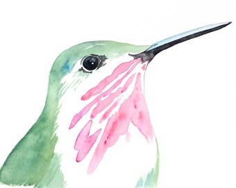 ORIGINAL Watercolor Hummingbird, 8"x10" Watercolor Sketch, Calliope Hummingbird Painting, Watercolor Bird Painting, Hummingbird Art