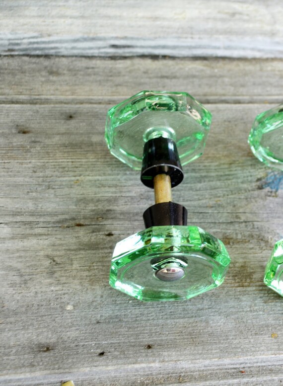 Vintage Pale Green Glass Door Knobs glass door handles by bestLuba