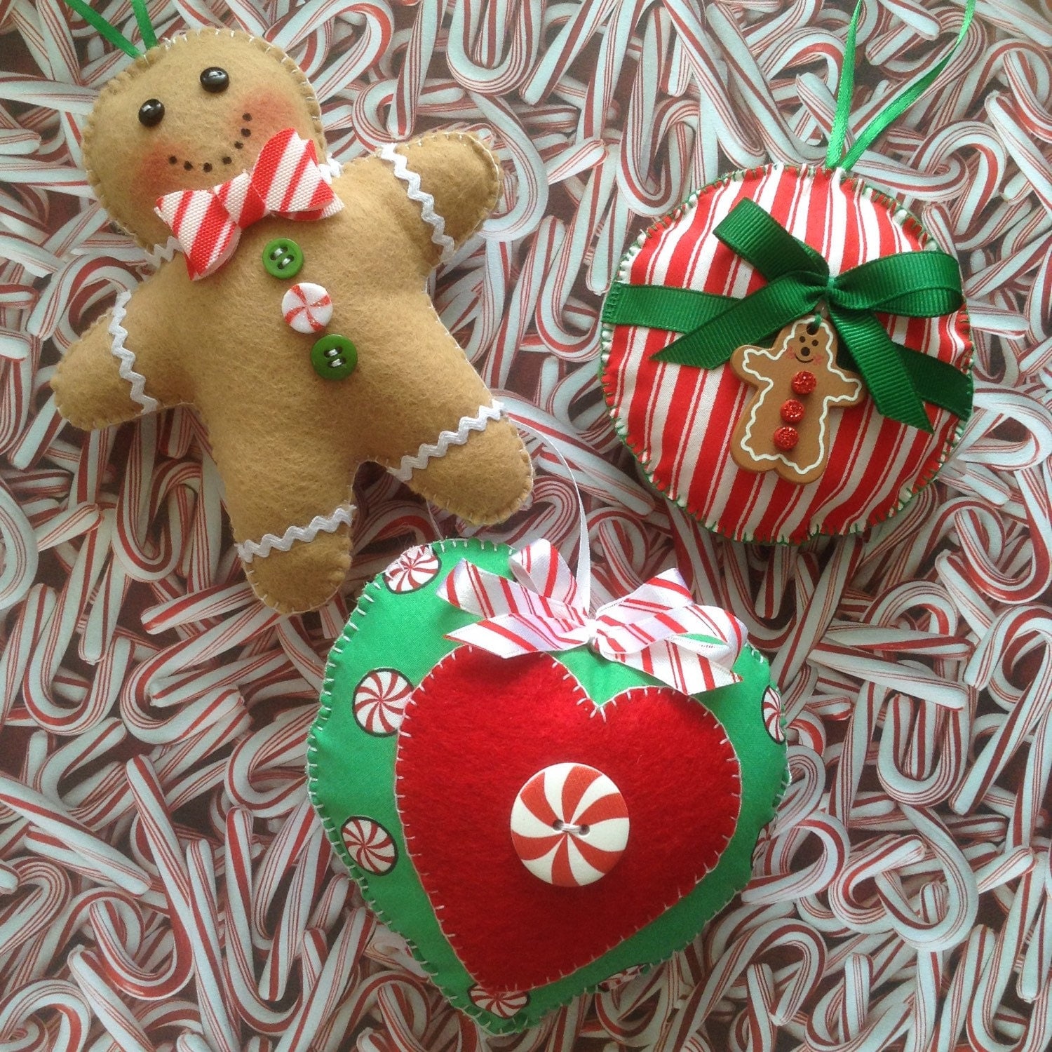 Christmas Ornaments / Christmas Whimsical Fabric Ornaments