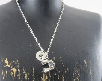 Personalized binocular necklace, sterling silver binoculars necklace, travel necklace, bird watching gift, world traveler, explorer gift