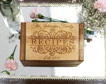 Recipe Box, Family Recipe Box Custom Recipe Holder Gift for the Cook --6812