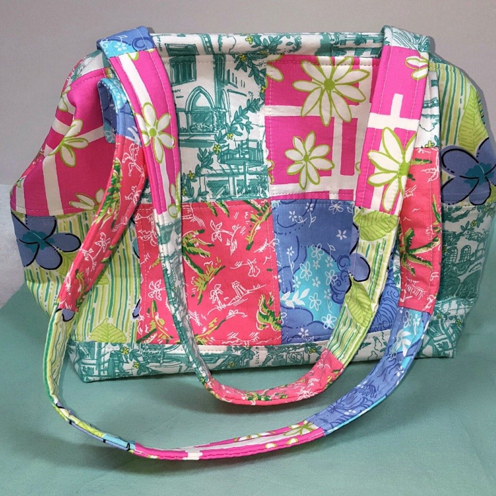 Lilly Pulitzer Purse Handmade Quilted Handbag Bright
