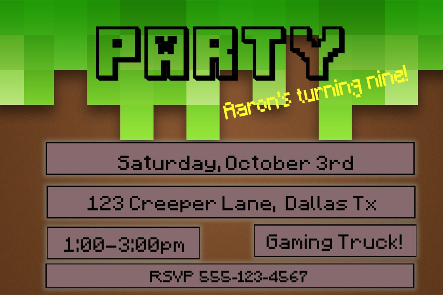 Pixel Birthday Invitation pixel party pixel digital 4x6