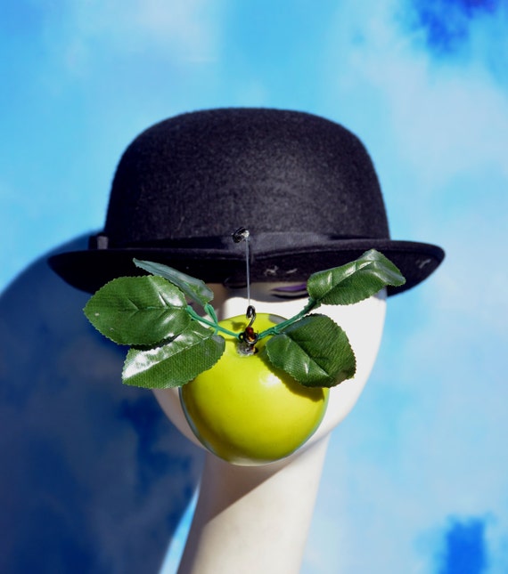 Unisex Green Apple Bowler Hat Inspired by the Surrealist