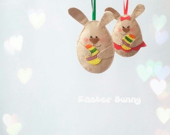 easter ornament, easter decoration, easter decor, easter bunny, easter egg, easter tree ornament, easter gift, felt bunny, easter baby decor