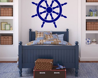 Wall Decal, Ship's Wheel, Ship's Helm, Nautical Decal, Nautical Stickers, Oceanic Decal, Bedroom Wall Sticker, Wall Stickers, Naval Decal