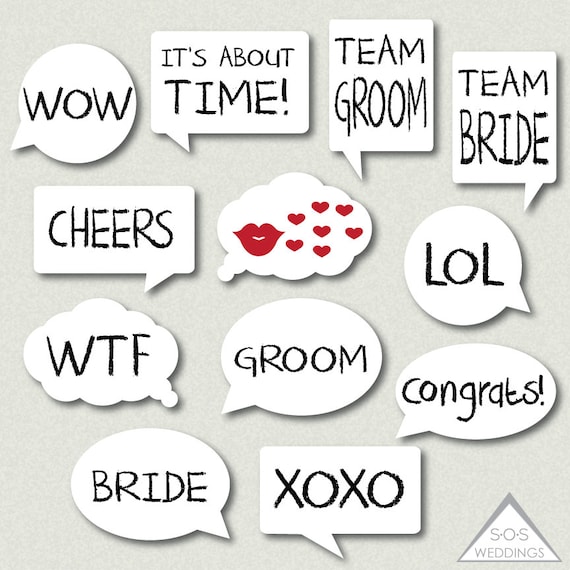 Word Bubble Photo Booth Signs Wedding Photobooth by SOSWeddings