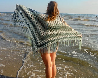 tie scarf green shawl neck wrap camo clothing beach accessory hip wrap gift idea/for/her mother gifts bridal shawl triangular scarf gift Ї24