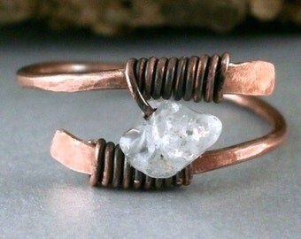 SALE Quartz Crystal Ring Wire Wrapped Ring Rustic Style Wire Wrapped Jewelry Handmade Crystal Gemstone Jewelry Copper Ring Crystal Jewelry