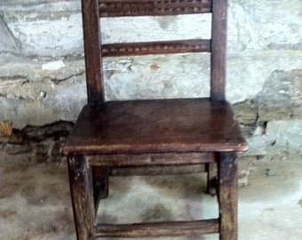 ANTIQUE FRENCH CHAIR Vintage Frech Carved Primitve wooden Chair Low Chair Side Chair 18th Century French Country Chair French Farmhouse