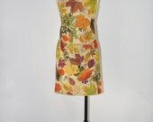 leaf print chef apron / harvest full bib apron / autumn handmade kitchen apron