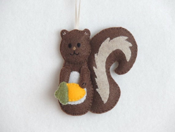 Squirrel Ornament Brown Squirrel Felt Squirrel Woodland