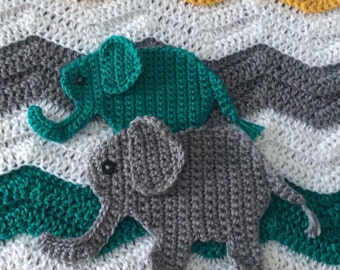 Crochet Elephant Applique Pattern; Jungle Nursery Crochet Pattern