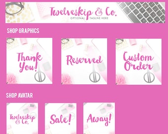 Etsy Shop Banner Set / Pink Etsy Shop Banner / Branding / Store Graphics, Avatar, Custom Listing, Reserved, Sale, Banner