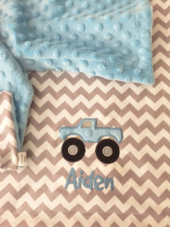 Items similar to Personalized Truck Baby Blanket Personalized Monster
